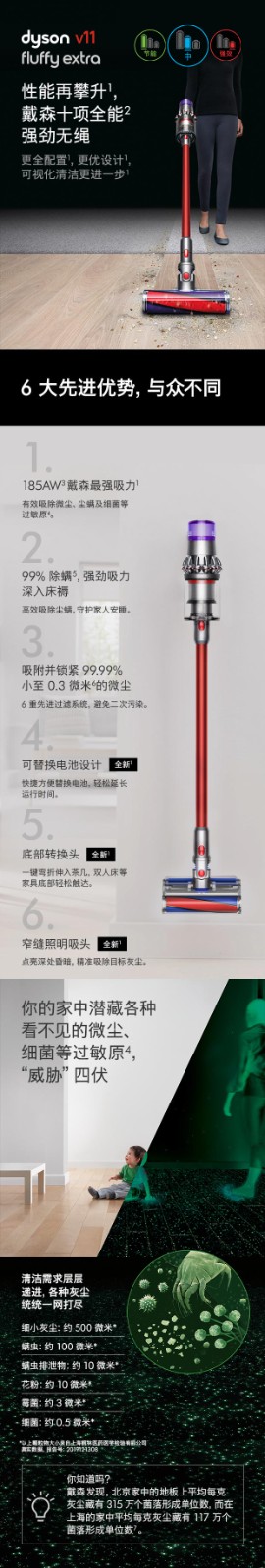 戴森戴森(Dyson) 吸尘器V11 Fluffy Extra 手持吸尘器家用除螨无线宠物